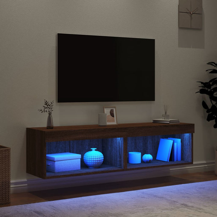 Tv-meubels met LED-verlichting 2 st 60x30x30 cm bruineikenkleur