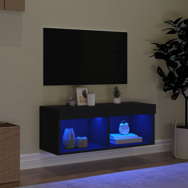 Tv-meubel met LED-verlichting 80x30x30 cm zwart