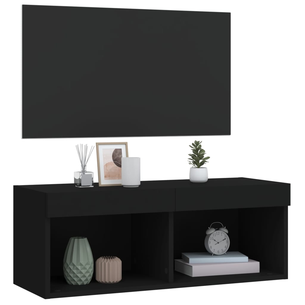 Tv-meubel met LED-verlichting 80x30x30 cm zwart