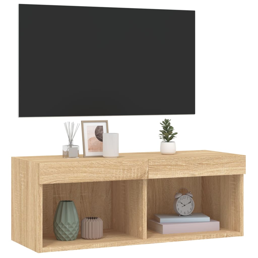 Tv-meubel met LED-verlichting 80x30x30 cm sonoma eikenkleur