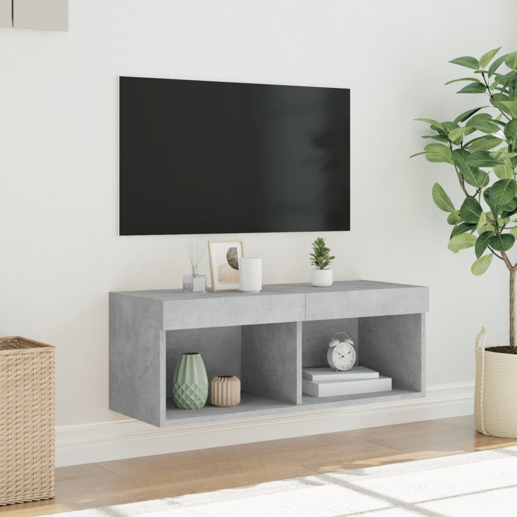 Tv-meubel met LED-verlichting 80x30x30 cm betongrijs