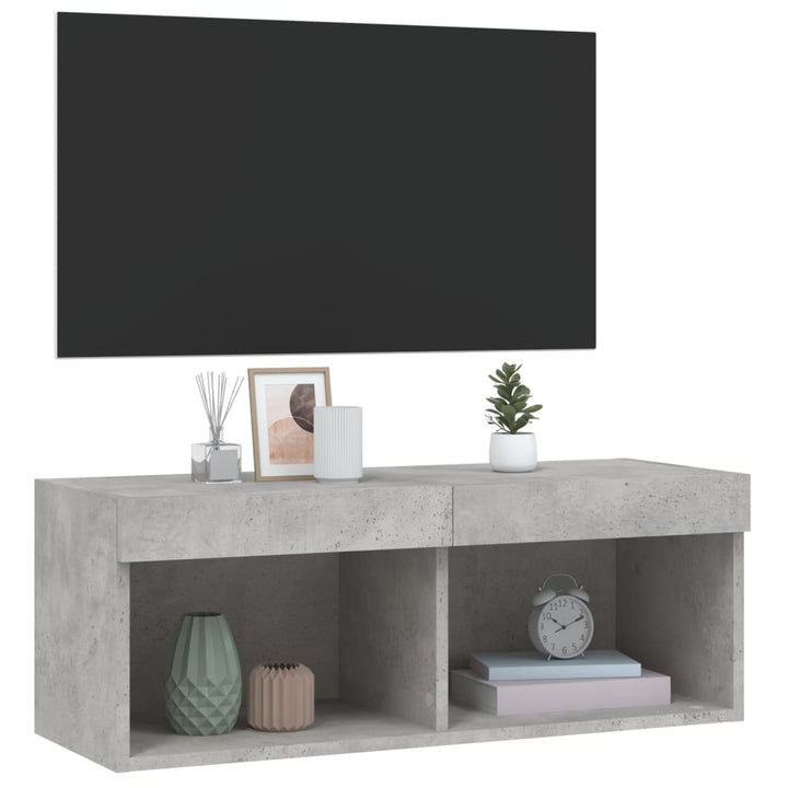 Tv-meubel met LED-verlichting 80x30x30 cm betongrijs