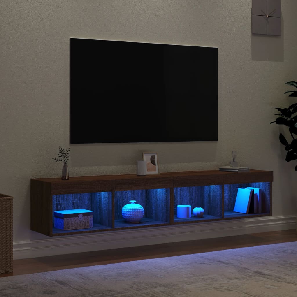 Tv-meubels met LED-verlichting 2 st 80x30x30 cm bruineikenkleur