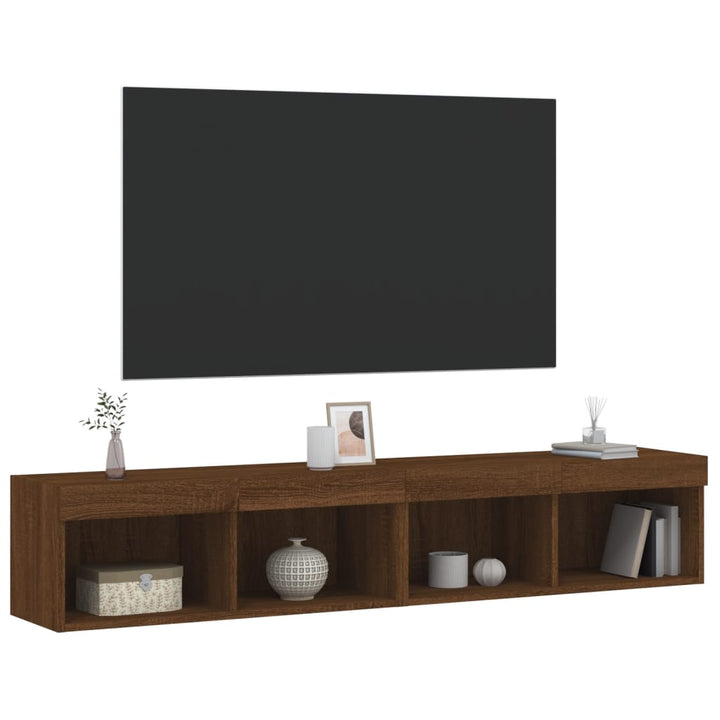 Tv-meubels met LED-verlichting 2 st 80x30x30 cm bruineikenkleur