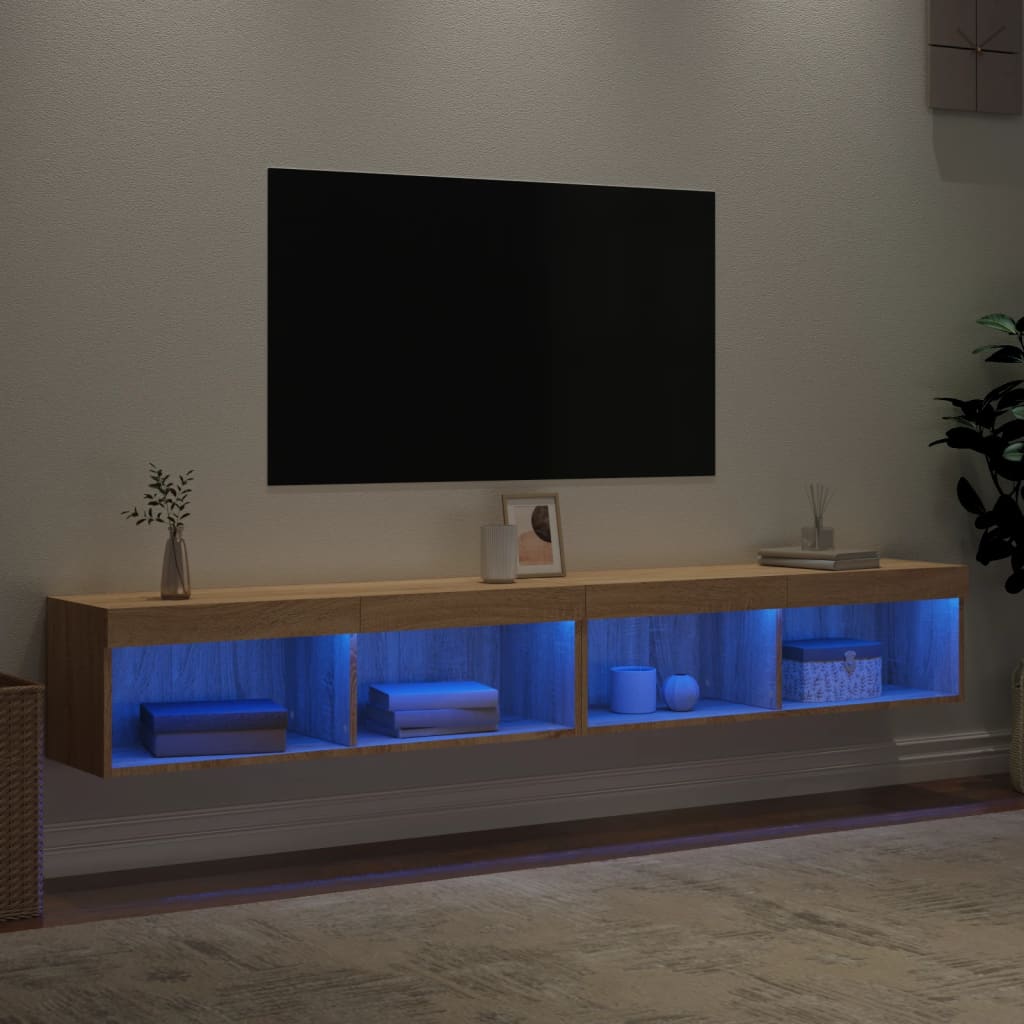 Tv-meubels met LED-verlichting 2 st 100x30x30 cm sonoma eiken