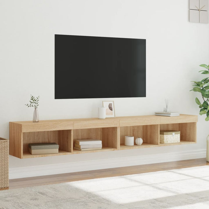 Tv-meubels met LED-verlichting 2 st 100x30x30 cm sonoma eiken