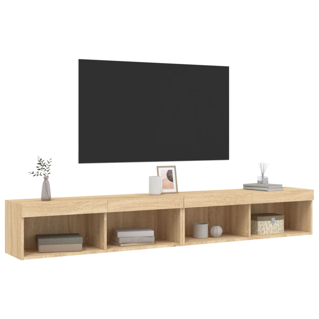 Tv-meubels met LED-verlichting 2 st 100x30x30 cm sonoma eiken