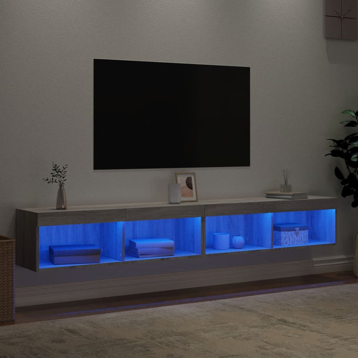 Tv-meubels met LED-verlichting 2 st 100x30x30 cm grijs sonoma