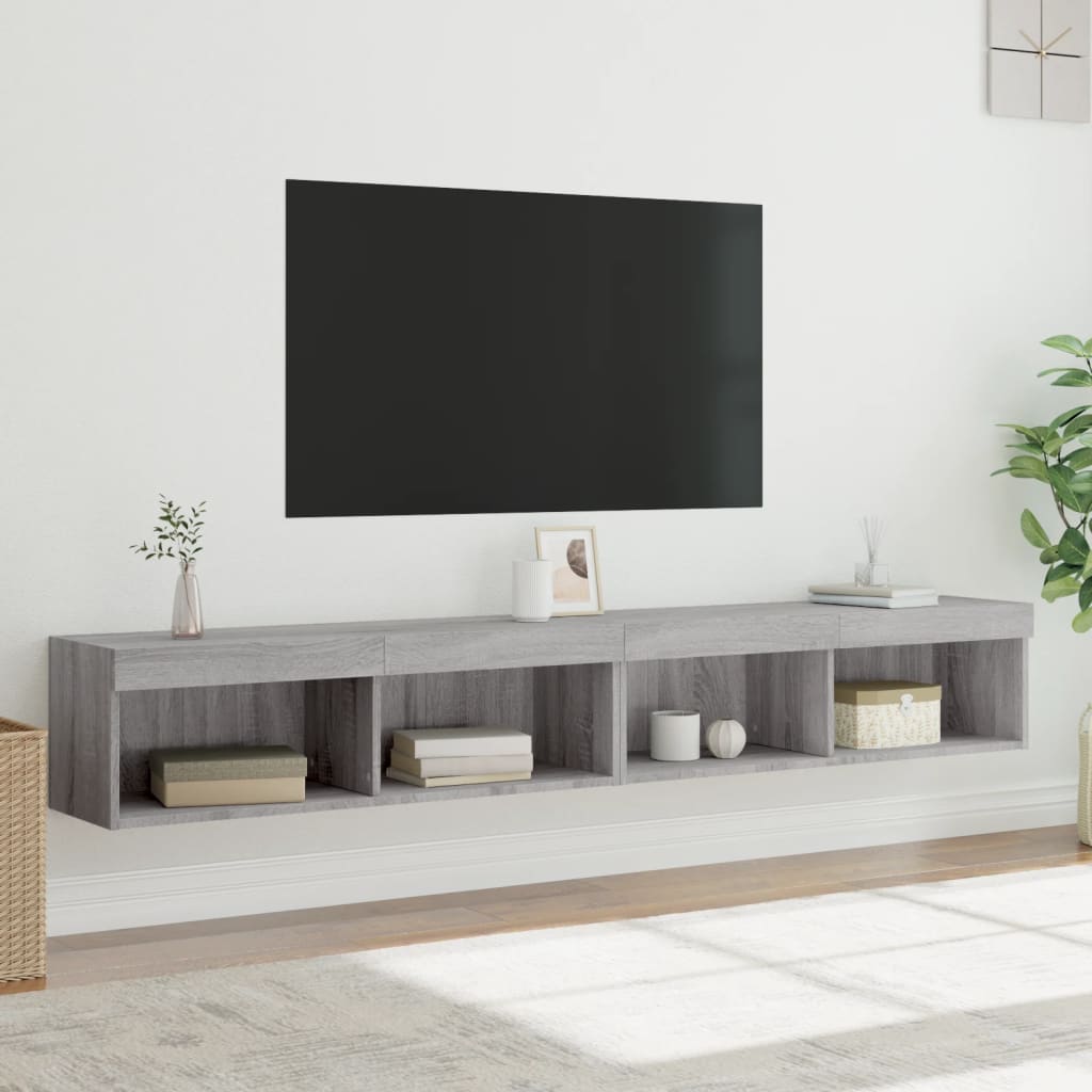 Tv-meubels met LED-verlichting 2 st 100x30x30 cm grijs sonoma