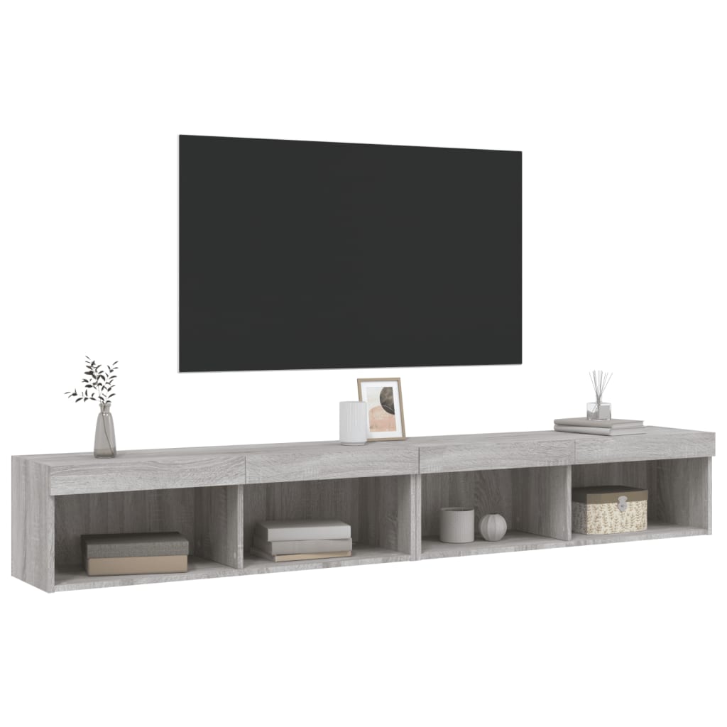 Tv-meubels met LED-verlichting 2 st 100x30x30 cm grijs sonoma