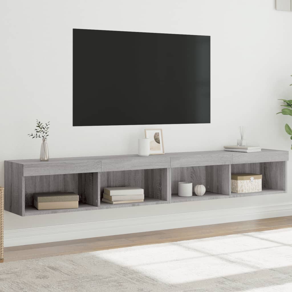 Tv-meubels met LED-verlichting 2 st 100x30x30 cm grijs sonoma