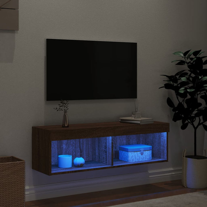 Tv-meubel met LED-verlichting 100x30x30 cm bruineikenkleurig