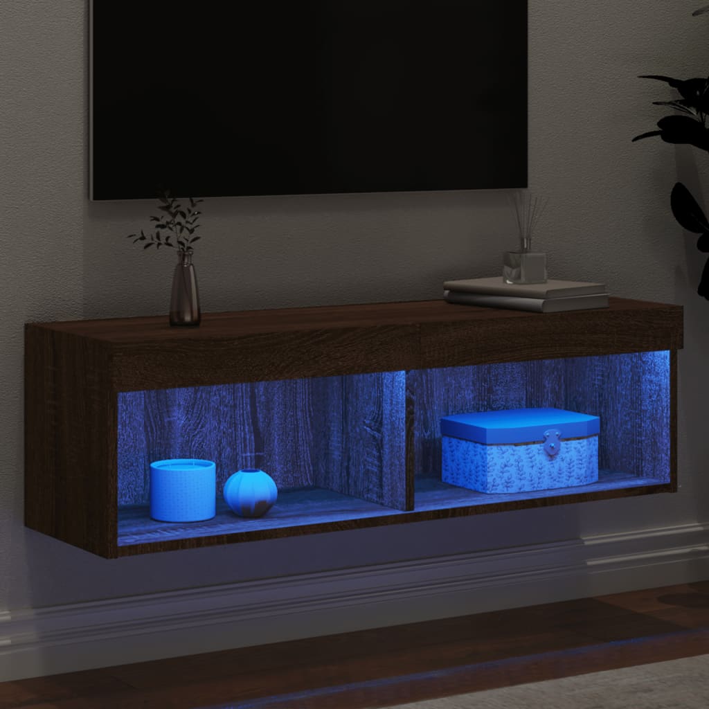 Tv-meubel met LED-verlichting 100x30x30 cm bruineikenkleurig