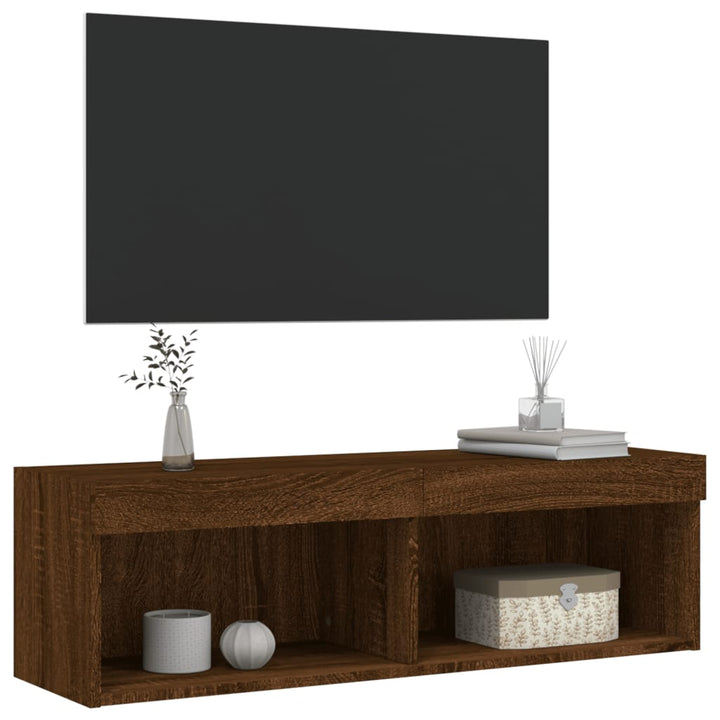 Tv-meubel met LED-verlichting 100x30x30 cm bruineikenkleurig