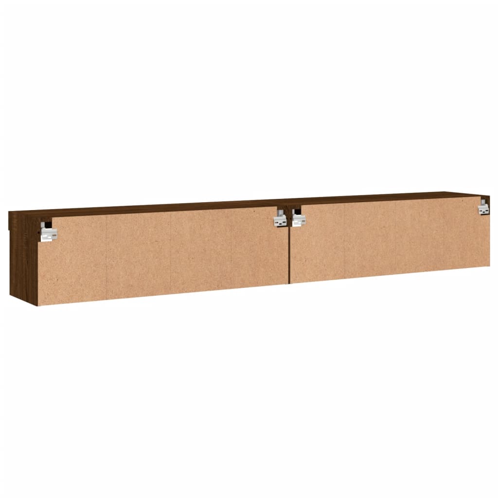 Tv-meubels met LED-verlichting 2 st 100x30x30 cm bruineiken