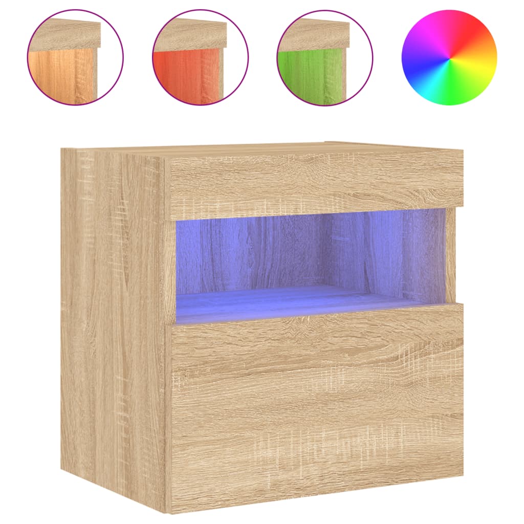 Tv-wandmeubel met LED-verlichting 40x30x40 cm sonoma eikenkleur