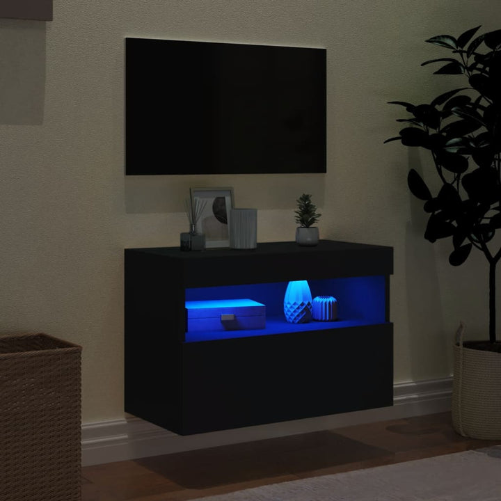 Tv-wandmeubel met LED-verlichting 60x30x40 cm zwart