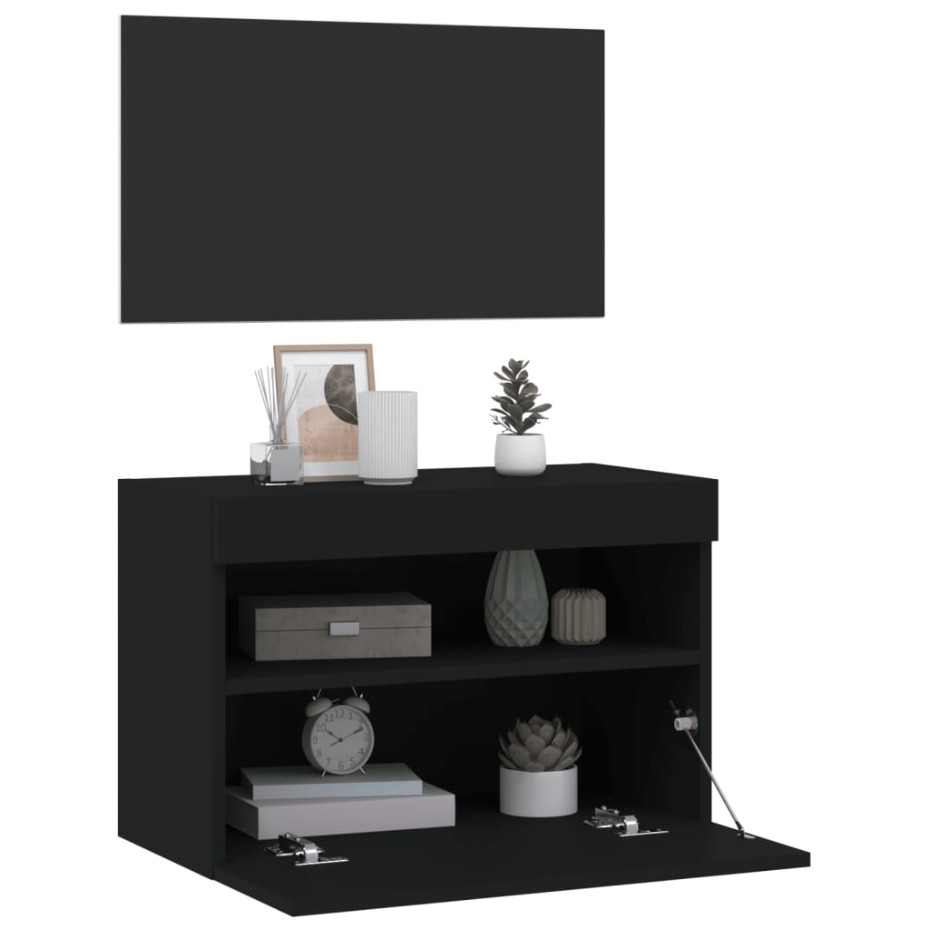 Tv-wandmeubel met LED-verlichting 60x30x40 cm zwart