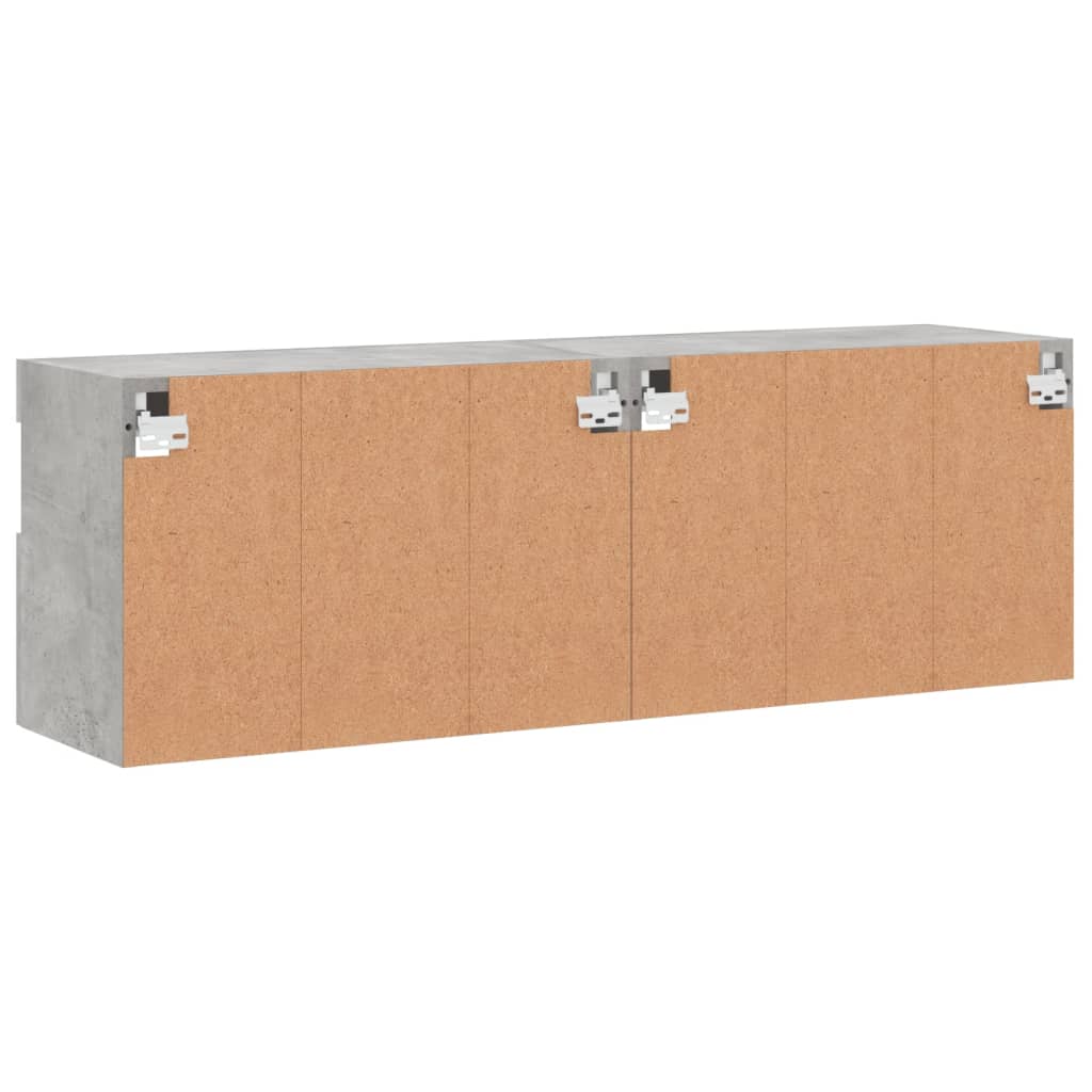 Tv-wandmeubels met LED 2 st 60x30x40 cm betongrijs