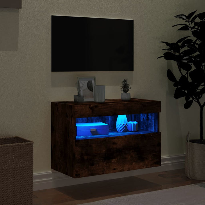 Tv-wandmeubel met LED-verlichting 60x30x40 cm gerookt eiken