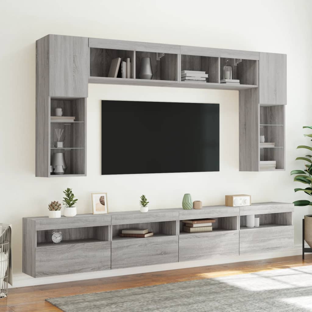 Tv-wandmeubel met LED-verlichting 60x30x40 cm grijs sonoma