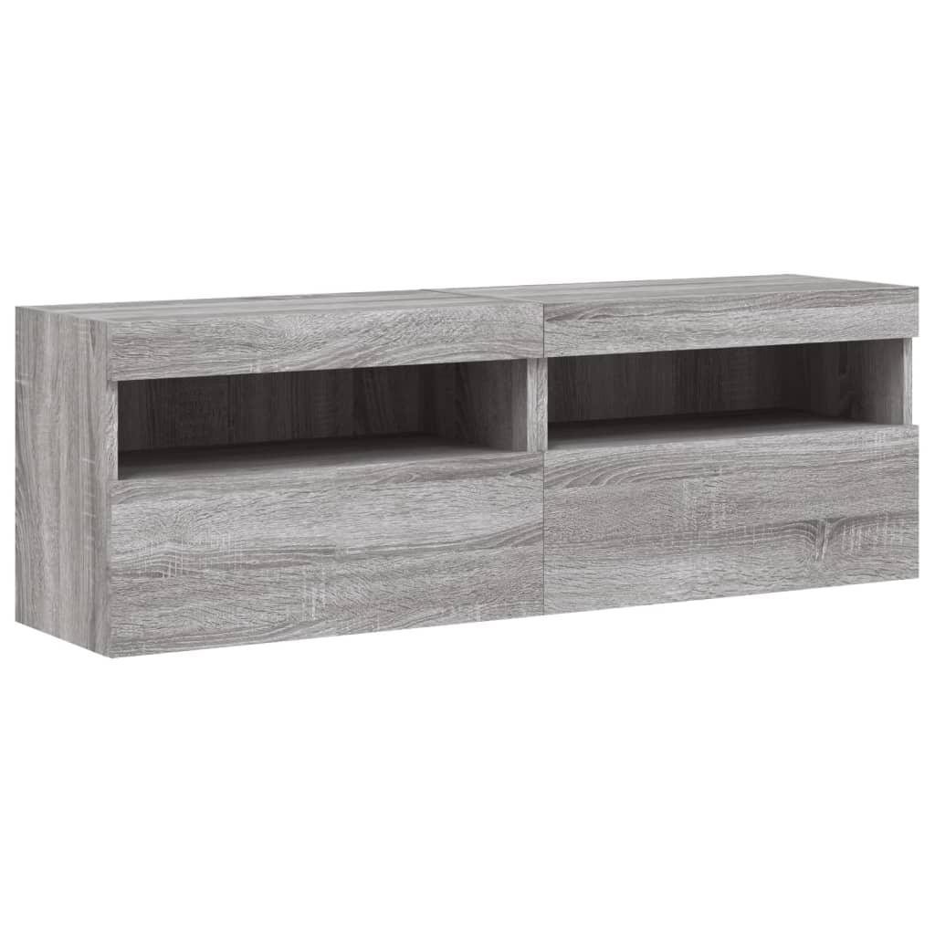 Tv-wandmeubels met LED 2 st 60x30x40 cm grijs sonoma eiken