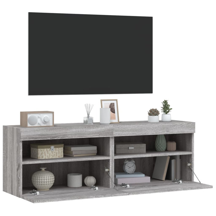 Tv-wandmeubels met LED 2 st 60x30x40 cm grijs sonoma eiken