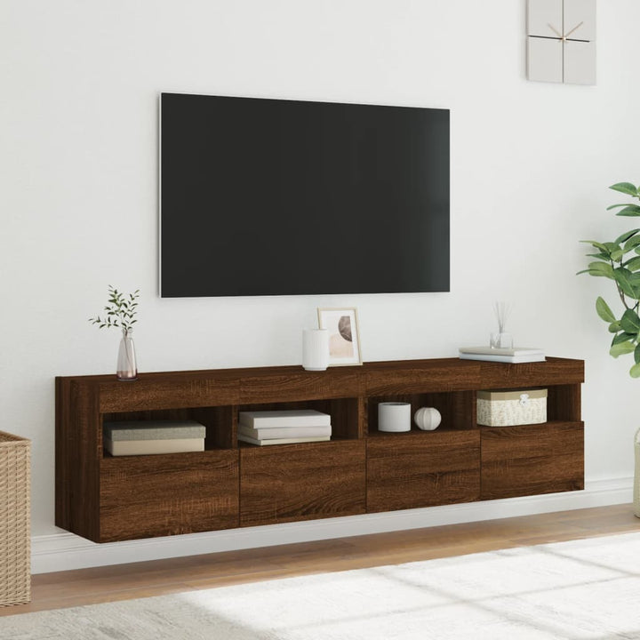 Tv-wandmeubels met LED 2 st 80x30x40 cm bruineikenkleurig