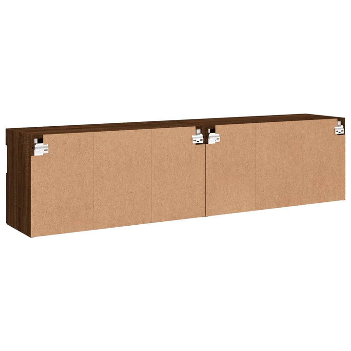 Tv-wandmeubels met LED 2 st 80x30x40 cm bruineikenkleurig