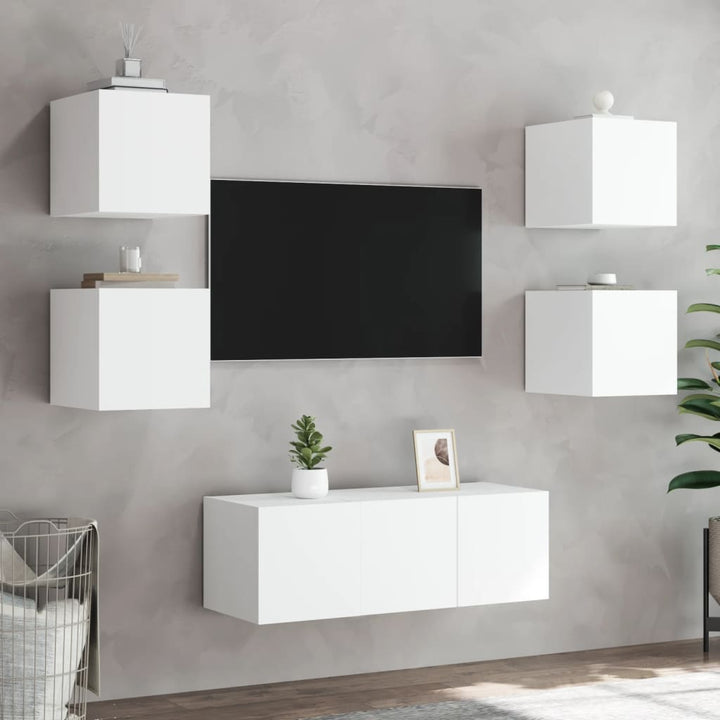 Tv-wandmeubels met LED-verlichting 2 st 30,5x35x30 cm wit