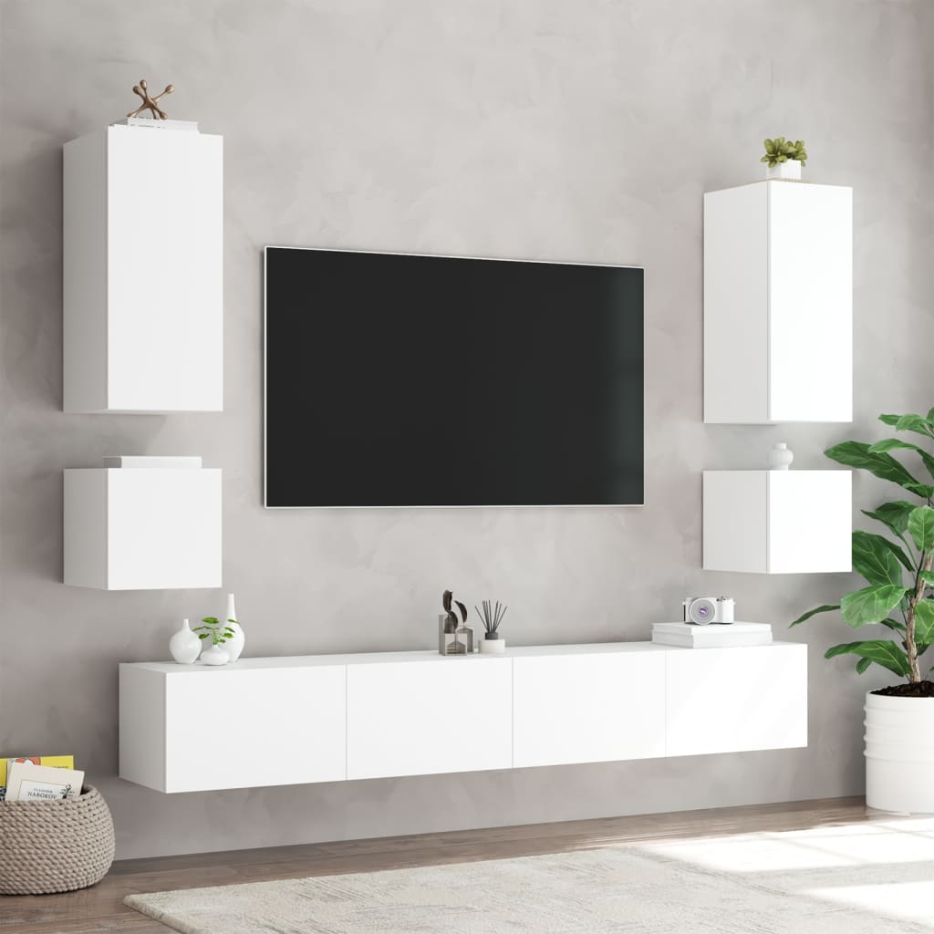 Tv-wandmeubel met LED-verlichting 40,5x35x40 cm wit