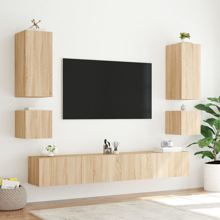 Tv-wandmeubel met LED-verlichting 40,5x35x40 cm sonoma eiken