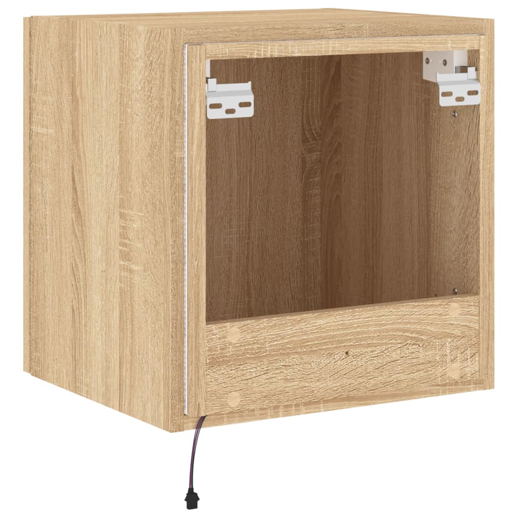 Tv-wandmeubelen met LED 2 st 40,5x35x40 cm sonoma eikenkleurig