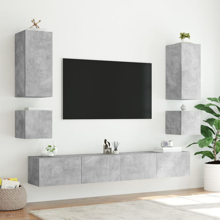 Tv-wandmeubel met LED-verlichting 40,5x35x40 cm betongrijs