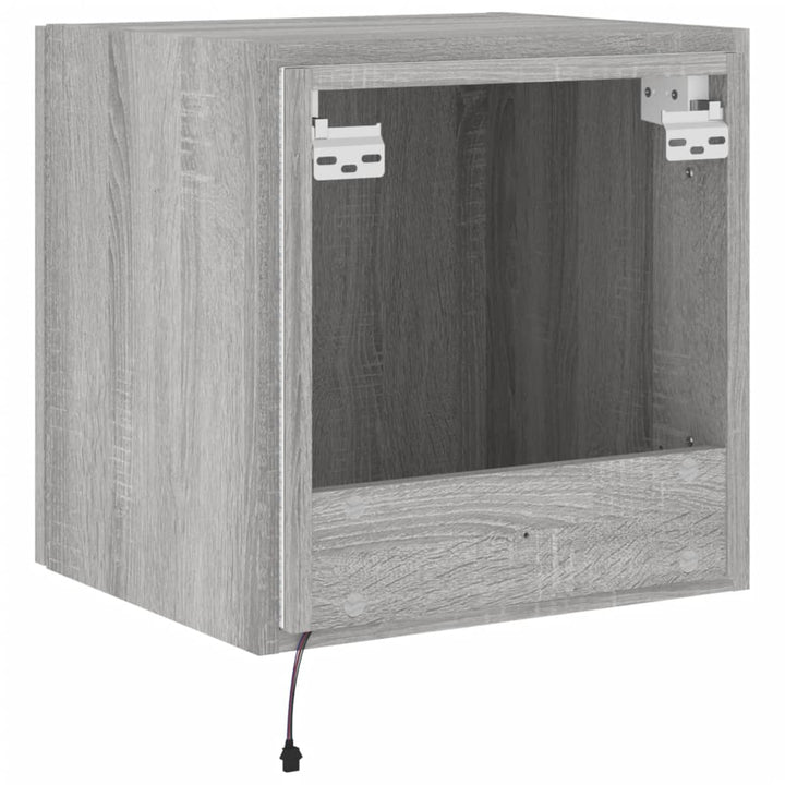 Tv-wandmeubelen met LED 2 st 40,5x35x40 cm grijs sonoma eiken