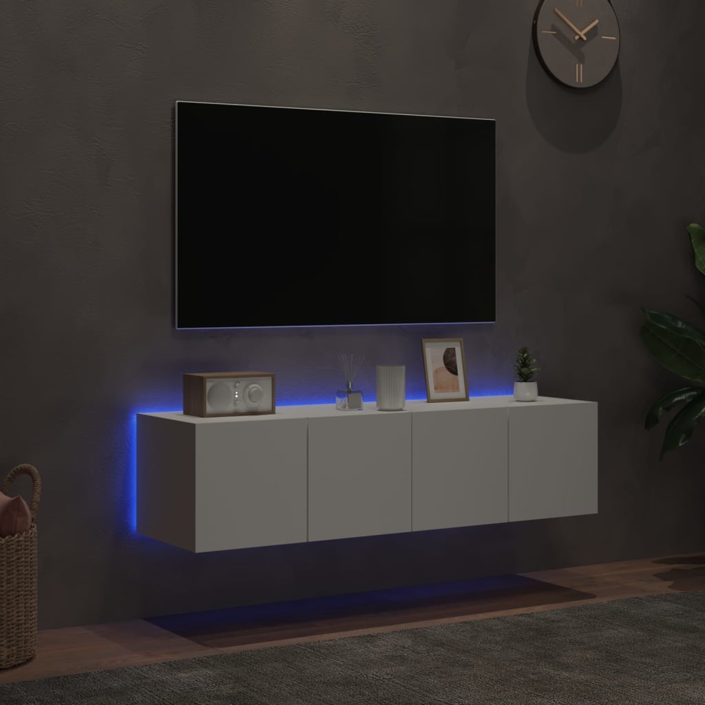 Tv-wandmeubelen met LED-verlichting 2 st 60x35x31 cm wit