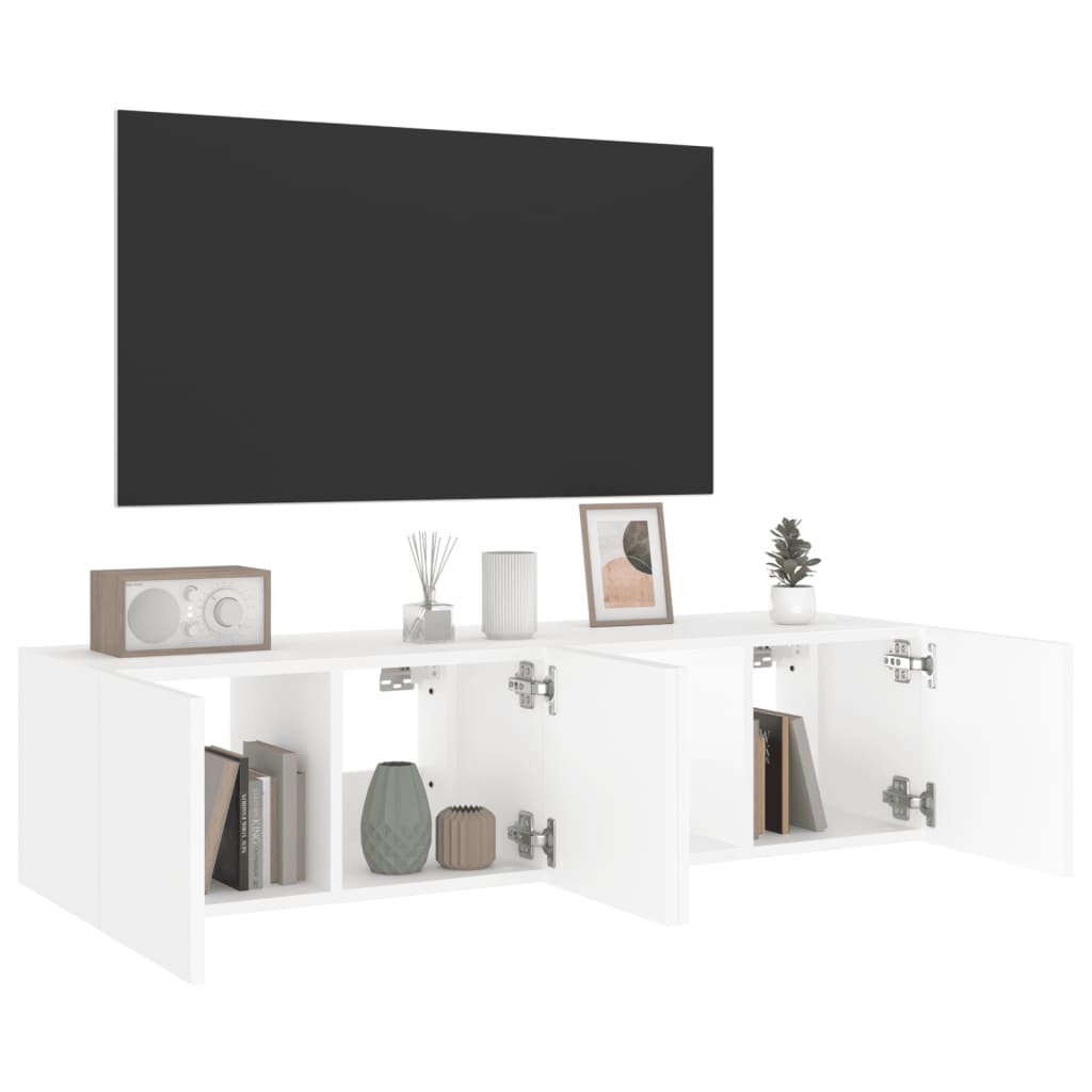 Tv-wandmeubelen met LED-verlichting 2 st 60x35x31 cm wit