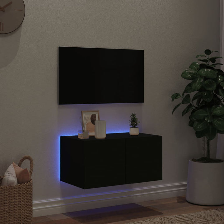 Tv-wandmeubel met LED-verlichting 60x35x31 cm zwart