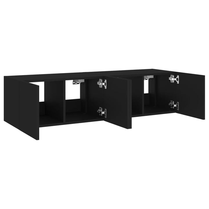 Tv-wandmeubelen met LED-verlichting 2 st 60x35x31 cm zwart