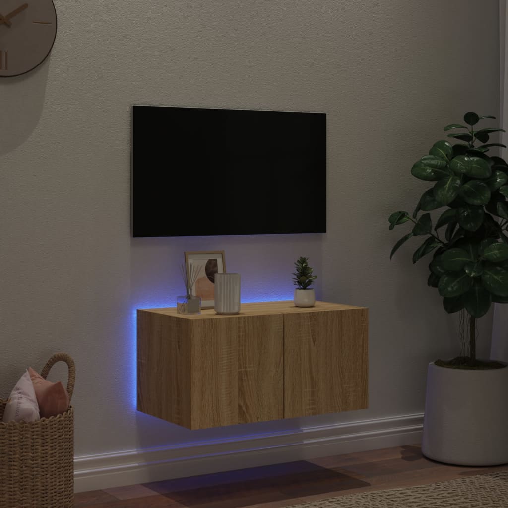 Tv-wandmeubel met LED-verlichting 60x35x31 cm sonoma eikenkleur