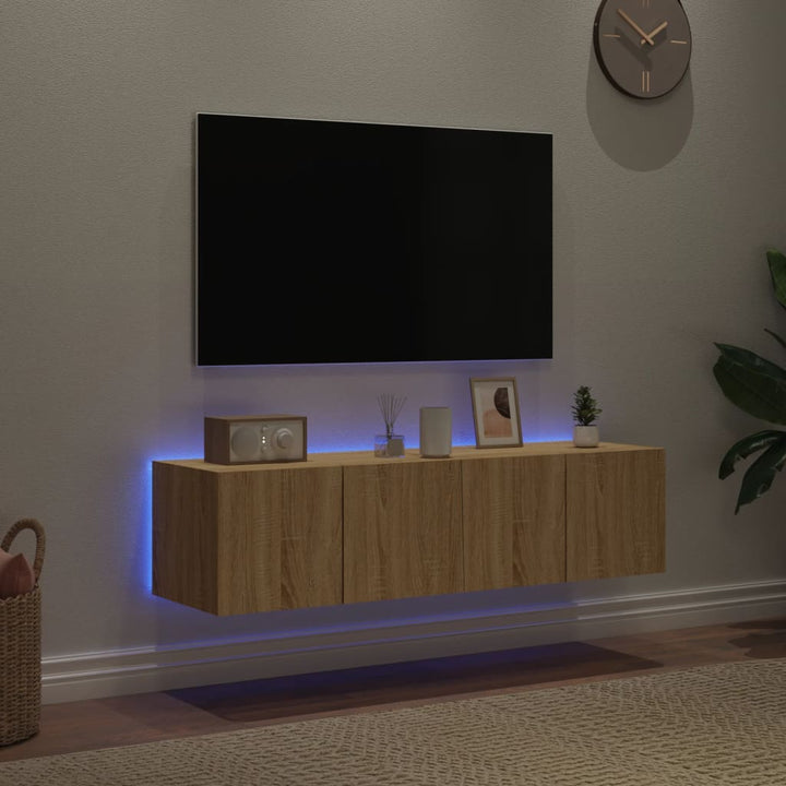 Tv-wandmeubelen met LED 2 st 60x35x31 cm sonoma eikenkleurig