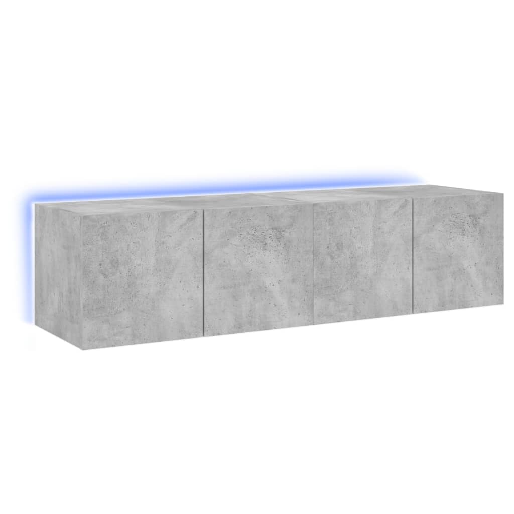 Tv-wandmeubelen met LED-verlichting 2 st 60x35x31 cm betongrijs