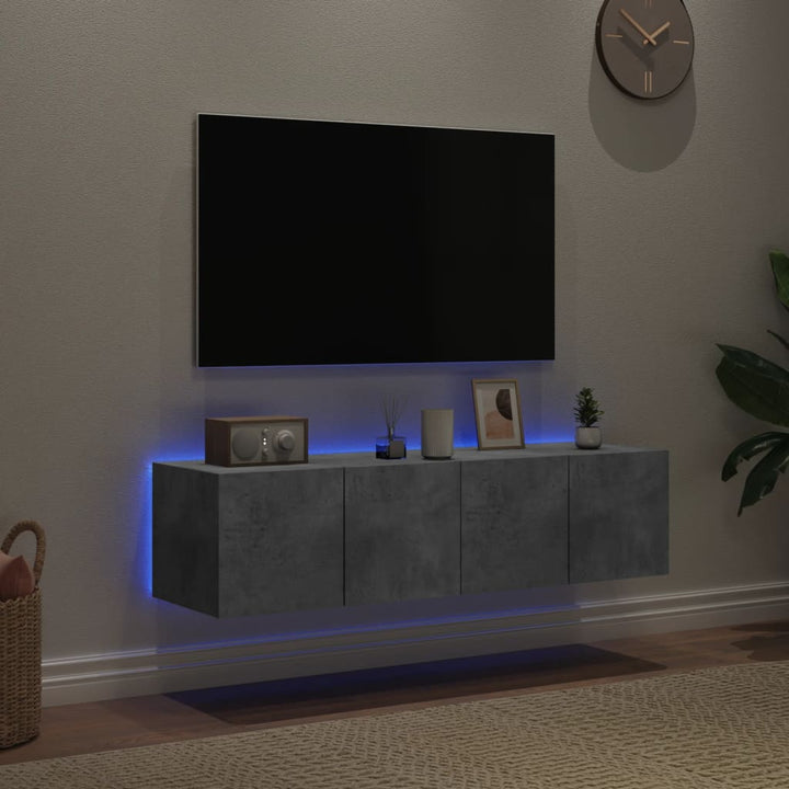 Tv-wandmeubelen met LED-verlichting 2 st 60x35x31 cm betongrijs