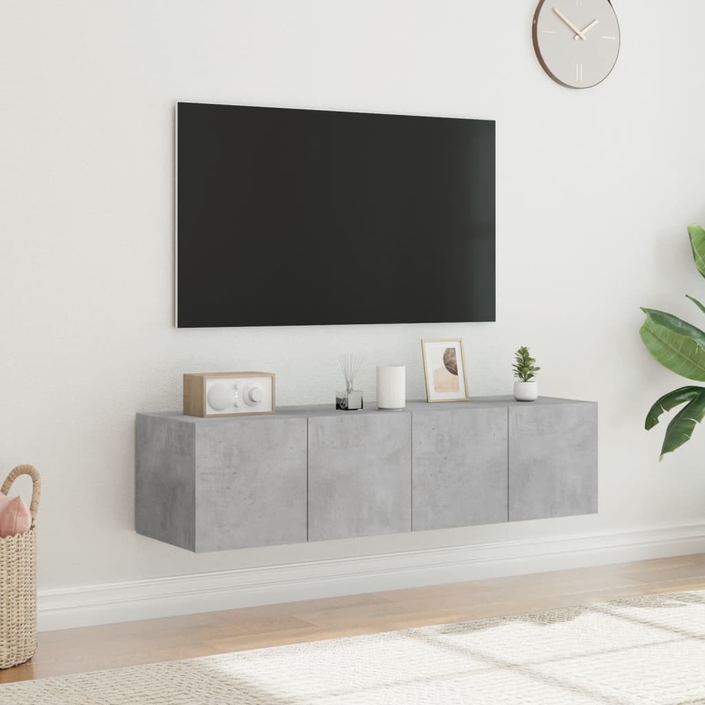 Tv-wandmeubelen met LED-verlichting 2 st 60x35x31 cm betongrijs