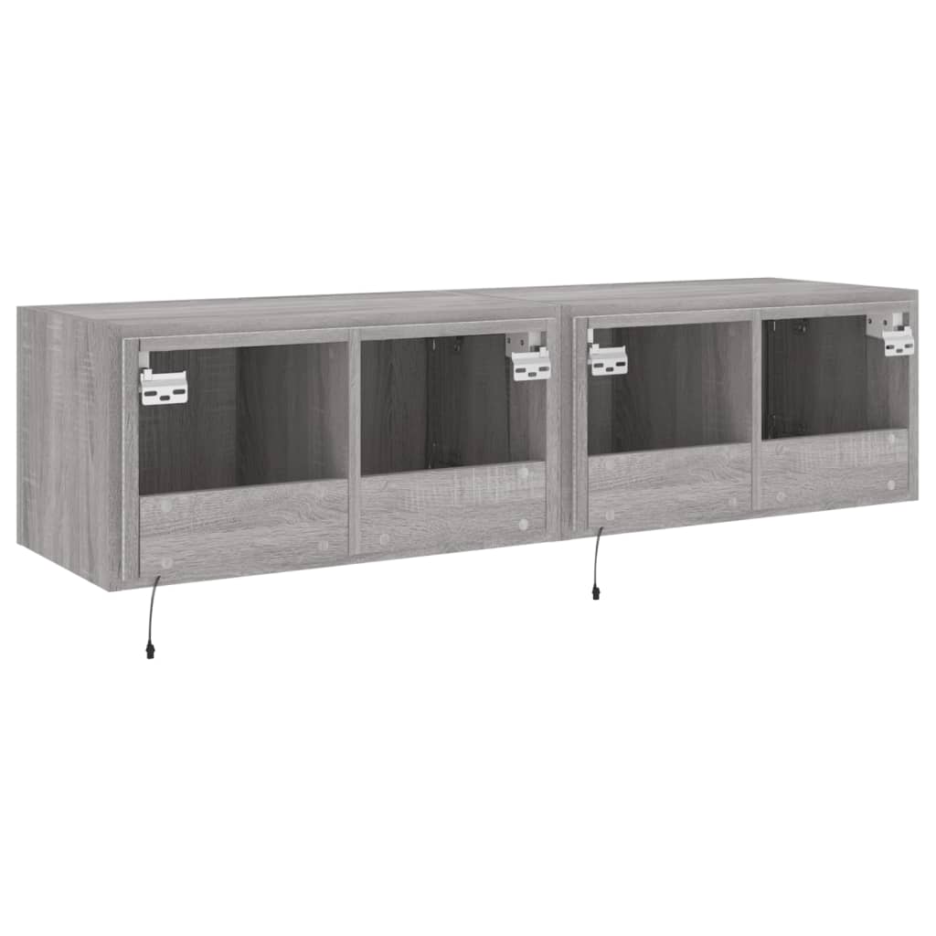 Tv-wandmeubelen met LED 2 st 60x35x31 cm grijs sonoma eiken