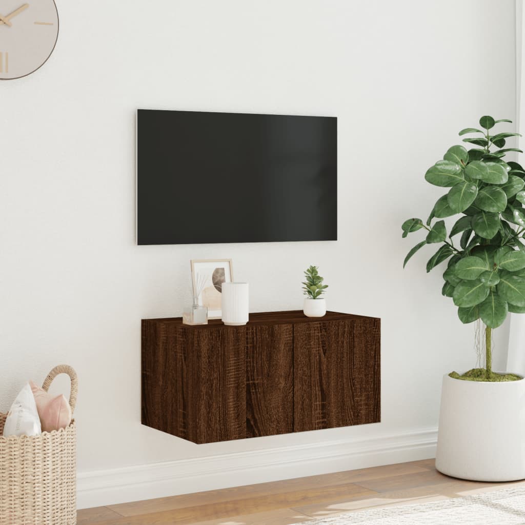 Tv-wandmeubel met LED-verlichting 60x35x31 cm bruinikenkleurig