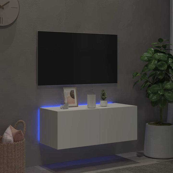 Tv-wandmeubel met LED-verlichting 80x35x31 cm wit