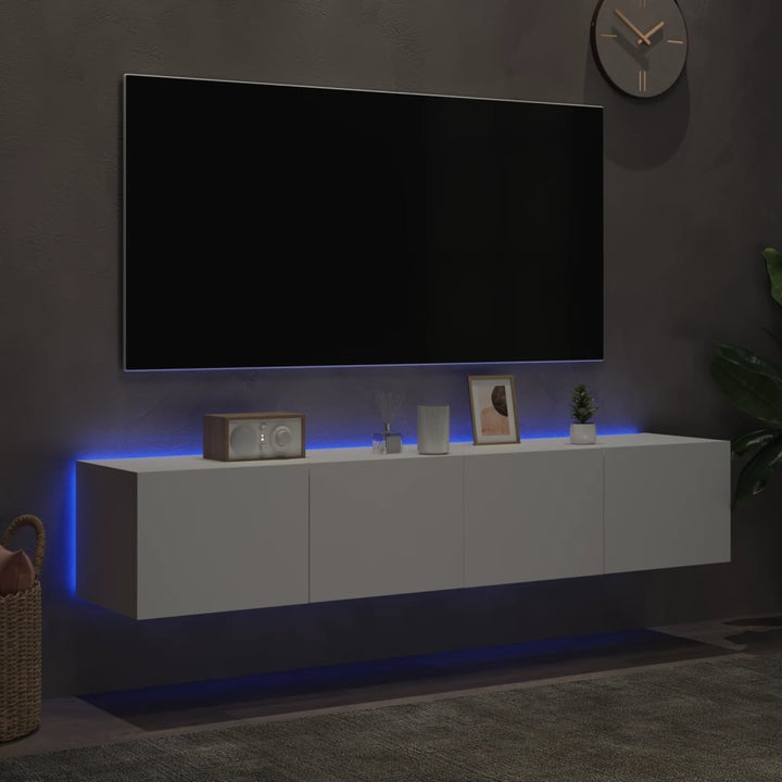 Tv-wandmeubels met LED-verlichting 2 st 80x35x31 cm wit