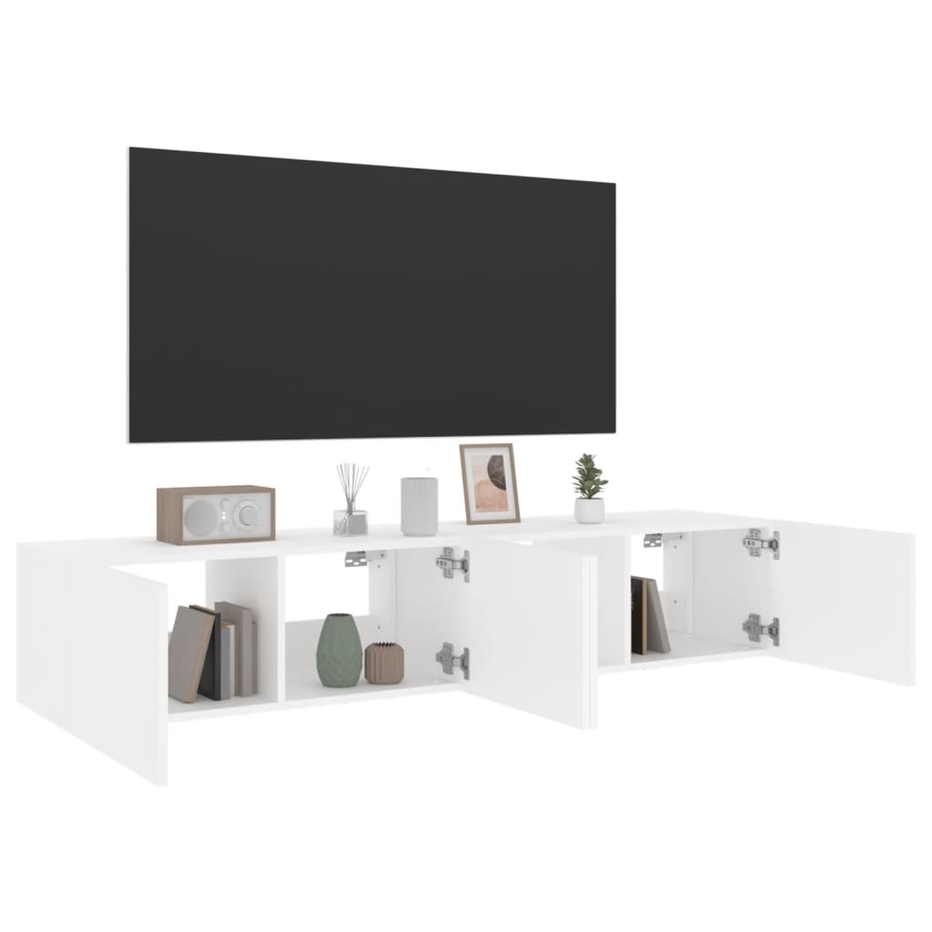 Tv-wandmeubels met LED-verlichting 2 st 80x35x31 cm wit