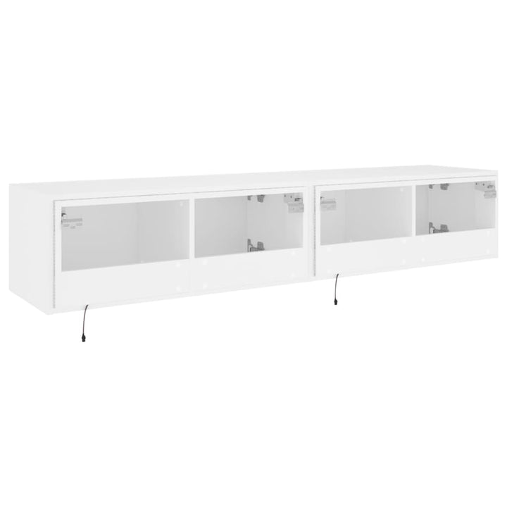 Tv-wandmeubels met LED-verlichting 2 st 80x35x31 cm wit